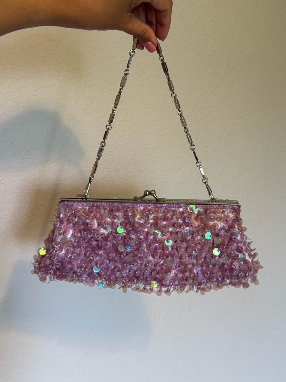 Vintage 90-Y2K | Lavender Beaded Evening Sequins Clutch Handbag